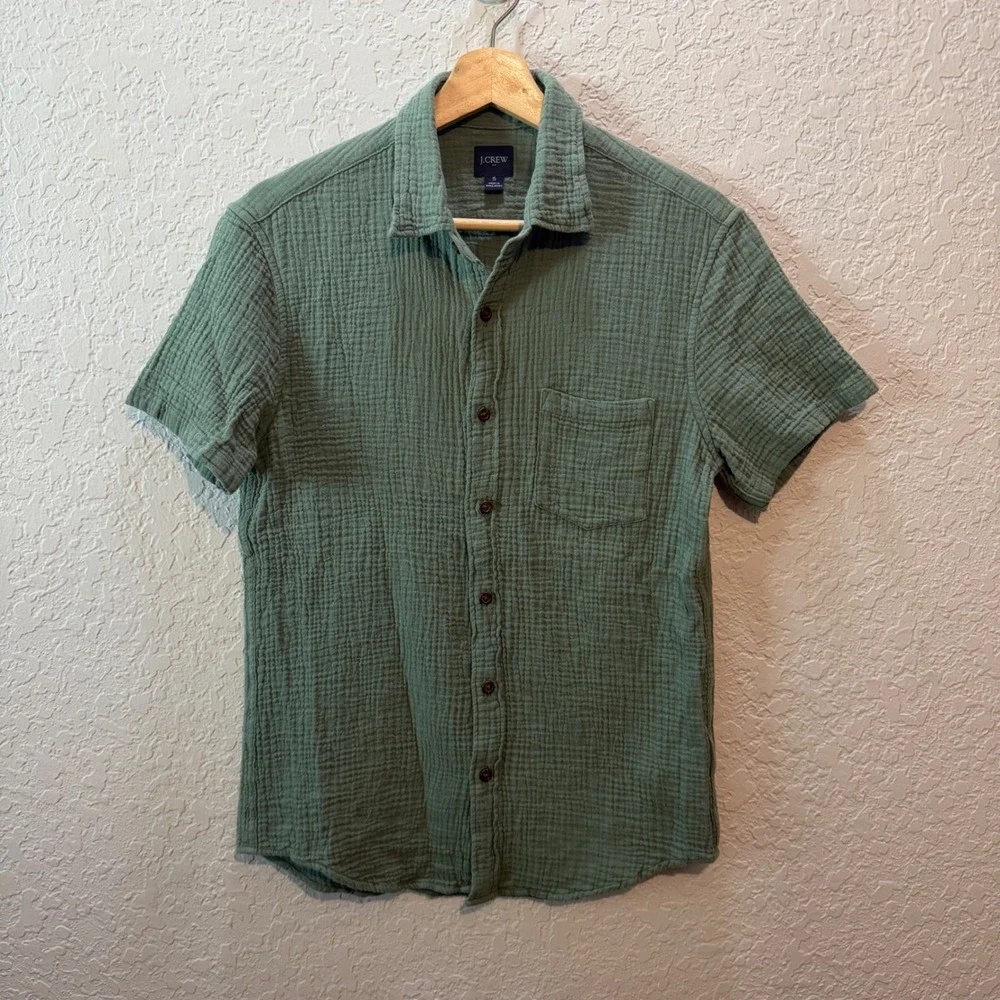 J. Crew Cotton Gauze Button Down Shirt Small Sage Green Coastal Boho